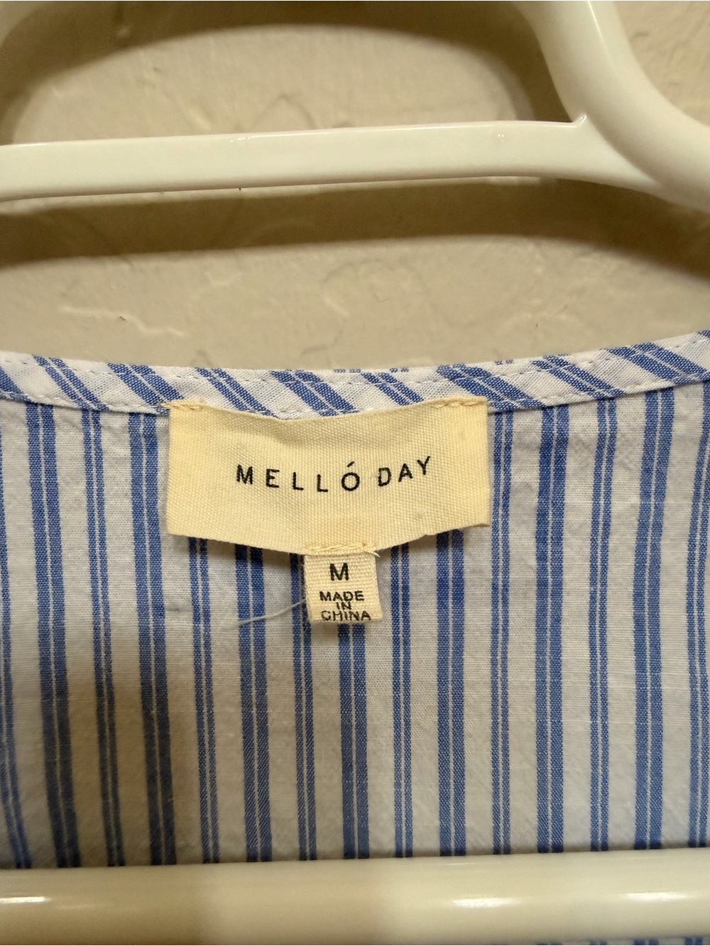 MELLODAY Light Blue and White Striped High-Low Midi Dress - Picture 4 of 7